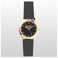 Bestseller Series Gold Watch w/ Black Leather Band